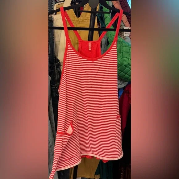 NWOT Free People FP Movement Hot Shot Printed Mini Dress Stripe Grapefruit - M - Picture 7 of 9